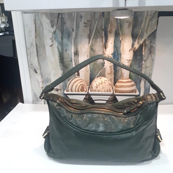 Dana Bachman hunter green and gold satchel - Picture 6 of 13